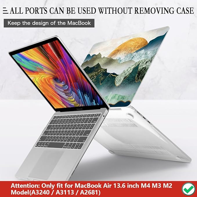 CISSOOK Case for MacBook Air 13.6 inch 2026 2025 2024 2022 Release A3449 A3240 A3113 A2681, Plastic Sunshine Mountain Scenery Cover for MacBook Air 13 M5 M4 M3 M2 Case with Keyboard Cover