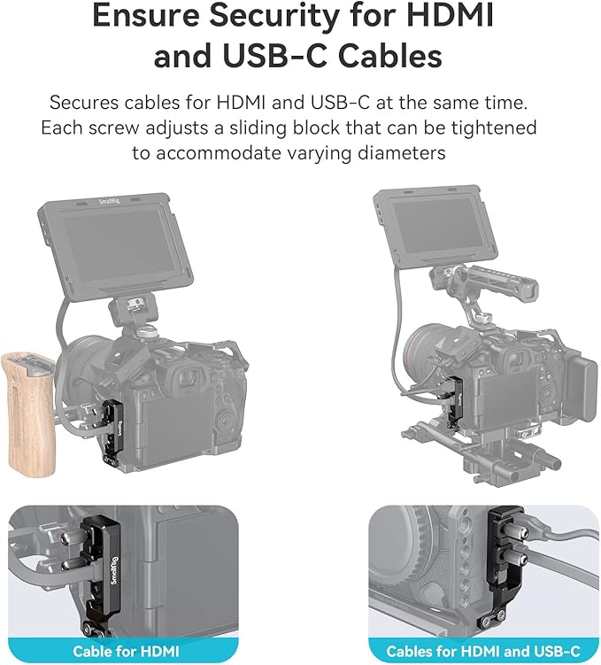 SmallRig Cable Clamp for HDMI and USB-C for Canon R6 Mark II SmallRig Cage 4159/5955/5956/5957/5958, R5 / R6 / R5 C Cage 2982/3464