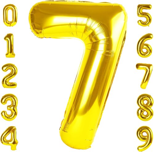 Gold Number 7 Balloon by [Brand Name] - 40 Inch Birthday Decoration for Ages 7, 17, 27, 70