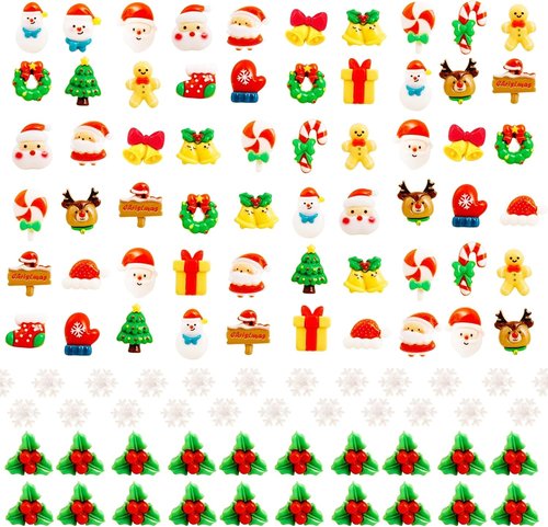 Hiawbon Christmas Miniature Figurines Set - 170 Assorted Resin Ornaments for Fairy Garden Decor