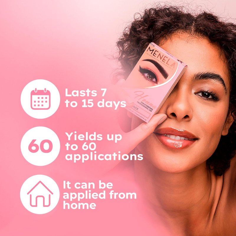 MENELA Eyebrow Henna Tint Kit – Dark Brown – Up to 60 Applications, DIY & For Professional Use, 2.5g Henna + 15ml Fixer, Bamboo Extract, Easy At-Home Brows, Ammonia-Free, Vegan