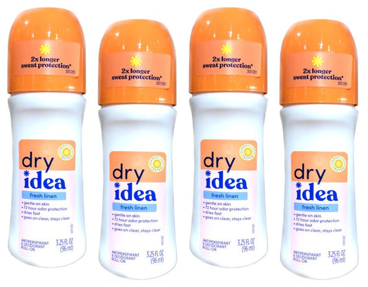 Dry Idea Fresh Linen Roll-On Antiperspirant Deodorant Fresh Linen 3.25 Ounce (Pack of 4)