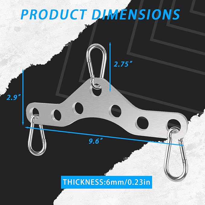 Lights Mountain Double to Single Pulley Adapter Plate for Cable Machines – Heavy-Duty Stainless Steel Connector with 3 Carabiners for LAT Pulldown, Triceps, Biceps & Home Gym Workouts