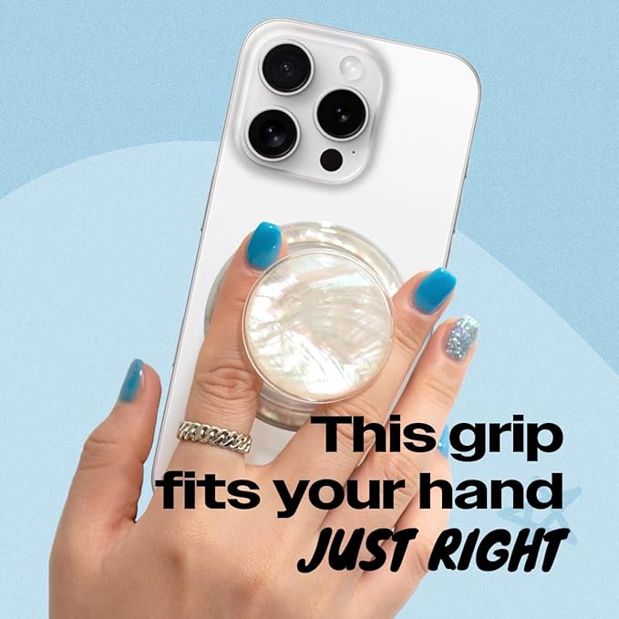 On The Grip Magnetic Phone Grip for MagSafe, Mother of Pearl Seashell Crème