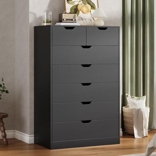 Tall 7 Drawer Dresser, Black Modern Chest of Drawers for Bedroom,Closet Dressers with Drawers for Living Room, Entryway, Hallway