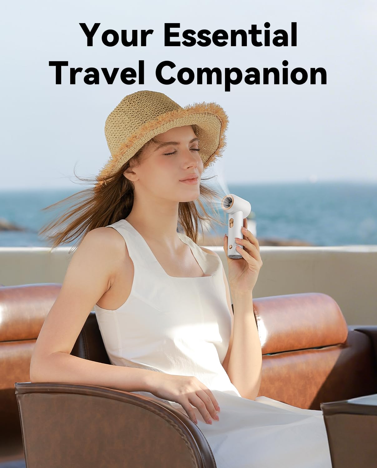 MUXNW Portable Fan For Travel Mini: Small Pocket Handheld Personal Rechargeable Battery Operated USB High Speed Keeping Cool In Hot Weather Beach Gifts For Women (white)