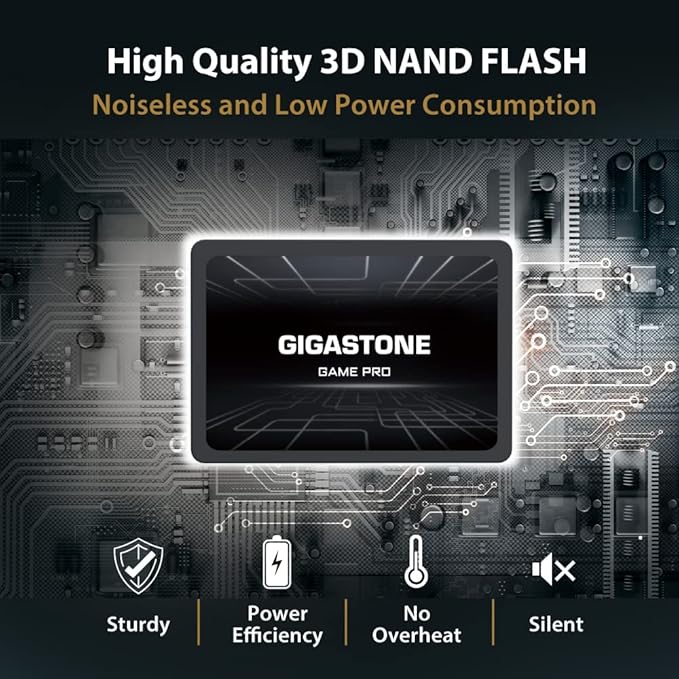 Gigastone 128GB SATA SSD (2-Pack) 2.5 inch SSD 500MB/s Upgrade Laptop PC Memory and Storage PS4 HDD Replacement 2.5" Internal Solid State Hard Drives SATA III SLC Cache 3D NAND Game Pro Performance