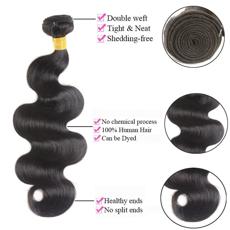 Brazilian Body Wave Bundles Human Hair 100% Unprocessed Virgin Human Hair Bundles Body Wave Natural Black Machine Double Weft Bundle 100G