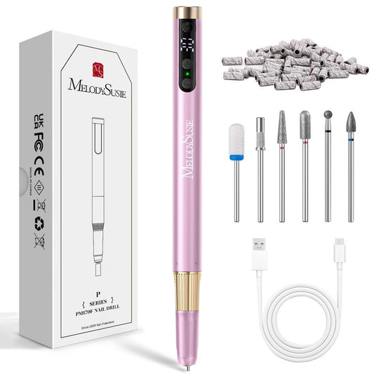 MelodySusie Pen-Shaped Ultra-Slim Cordless Nail Drill,PM180G 30000RPM Portable Rechargeable Electric File with Rotary Lock Design for All Manicure,Shaping & Acrylic Gel Removal for Advanced Home Use