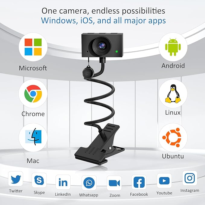 Webcam for PC, 1080P Streaming Camera, Web Camera for Desktop Computer/Laptop Webcam with Microphone, Plug and Play USB Web cam with Bracket, Manual Focus, for Live Streaming, Video Calls, Meetings