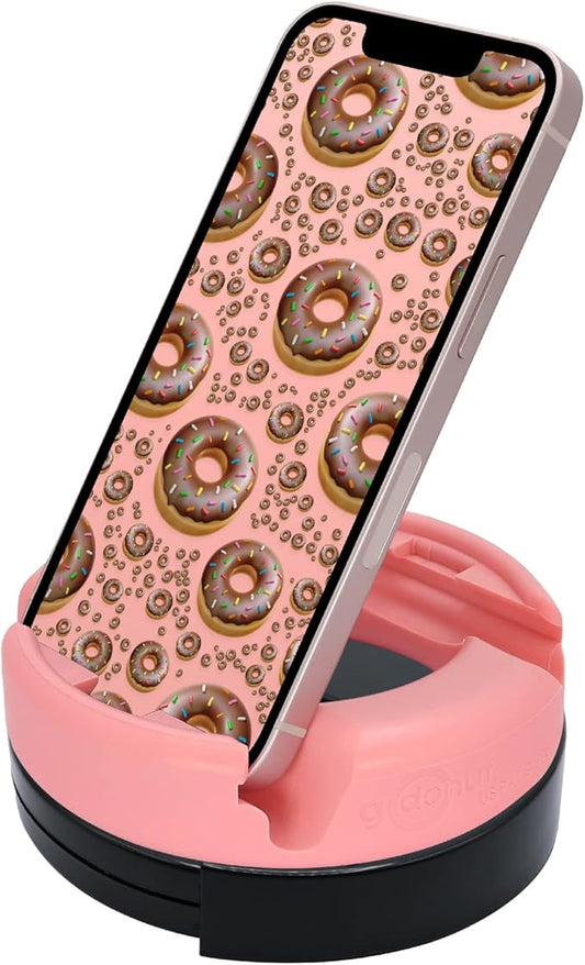 GoDonut 360 Swivel – Smartphone and Tablet Stand and Desk Organizer with 360 Degrees Device Rotation - Compact and Portable for Travel, Office and Home - Made in USA (Pink)