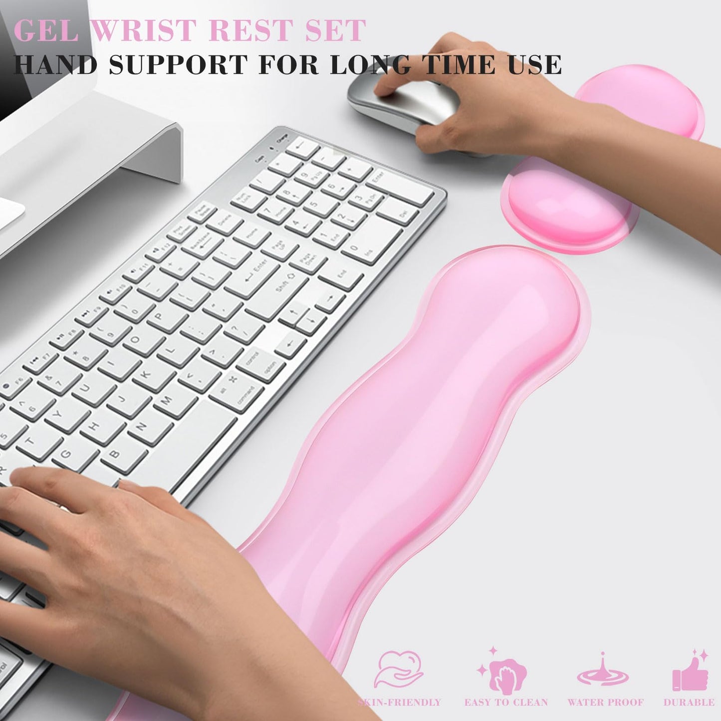 ABRONDA Gel Wrist Rest for Keyboard and Mouse, Wrist Rest for Keyboard, Mouse Wrist Support, Pain Relief, Cool Touch, Non-Skid, Mouse Wrist pad