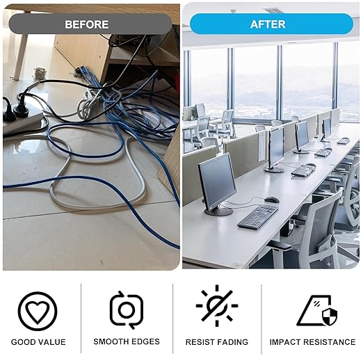 1-1/2" White Desk Grommet, JTemgle Plastic Cable Hole Cover Computer Table Cord Wire Organizer Caps Desktop Cord Management for Home Office TV Stands Tabletops, 5 Pieces