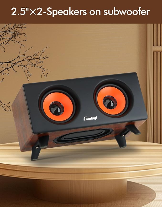 cinnkeyi 2.1 Computer Speakers with Subwoofer, Stereo Mid-High Dual Speakers, Bluetooth/USB Dual Mode PC Speakers, Volume Knob Control, Desktop Sound System for Laptop/PC/Tablet (C5212-US)