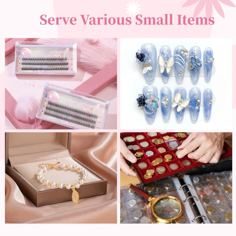 Press On Nail Display Boxes, 40 Pcs 3D Floating Cases, Clear PE Film Storage - Nail Art Organizer & Earring Display for Salons