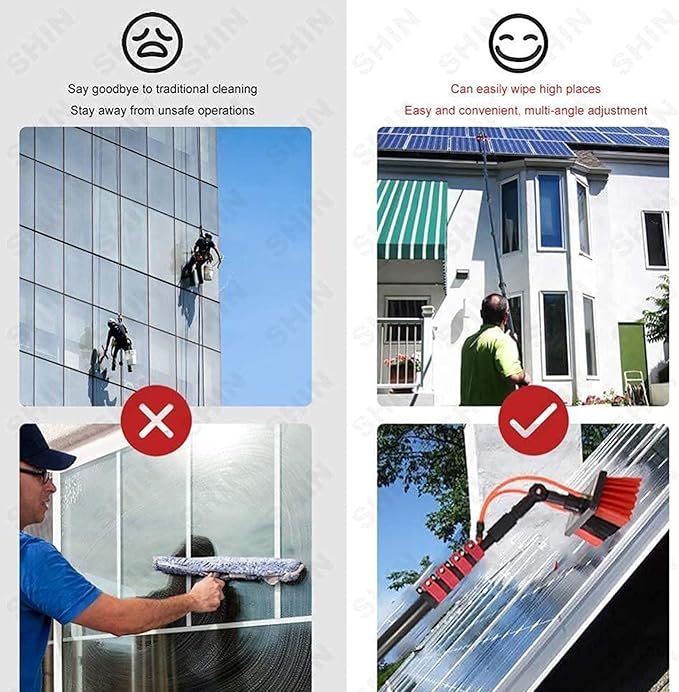 Photovoltaic Panel Cleaning,Cleaning Pole,Water Fed Telescopic Brush,Window Clean,Extendable Cleaner Conservatory Roof Cleaning Tools,10.8m/36FT