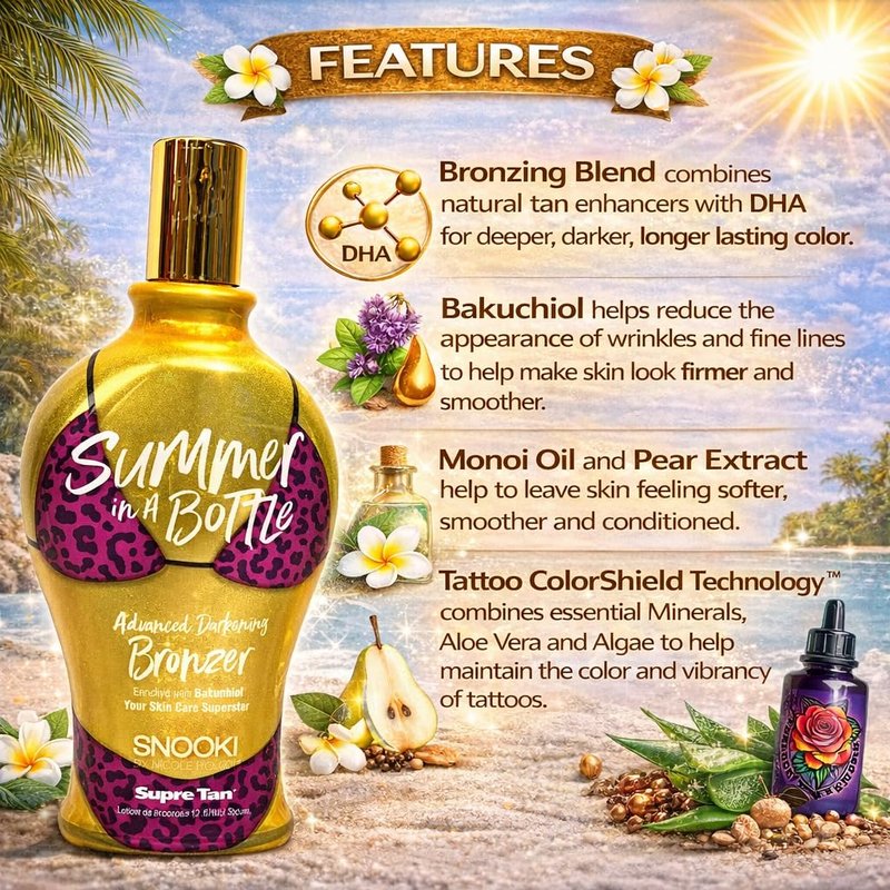 Snooki Summer in a Bottle Advanced Darkening Bronzer Tanning Lotion 12 oz
