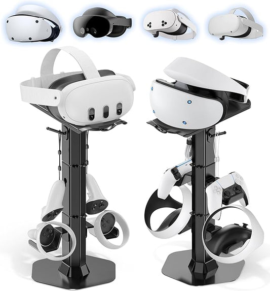 Kosker Headphone & Controller Stand with VR Holder Stand for Desk, Universal VR2 Gaming Headset Stand for PS5/Xbox/PSVR2/Meta Quest, Controller/VR Storage with Cable Organizer, Sega Genesis Consoles