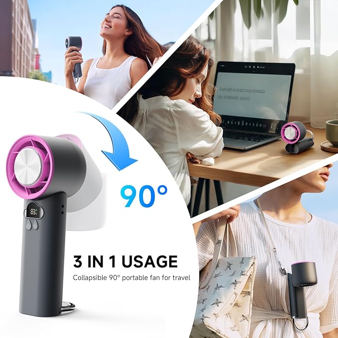 DooGooCoo 2025 Portable Mini Handheld Fan (Grey-Orange)
