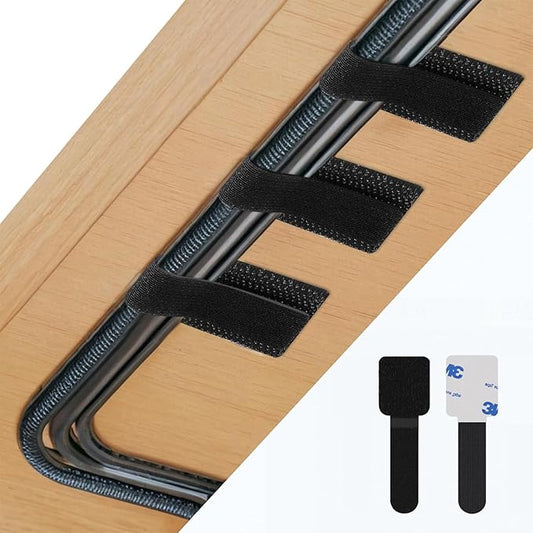 Abnii 50 PCS Hook and Loop Cable Ties, Under Desk Cable Management, Self Adhesive Cable Tidy Clips Straps, Sticky-Back Cord Organizer, Wire Organizer for TV PC Laptop Ethernet Desktop, Black