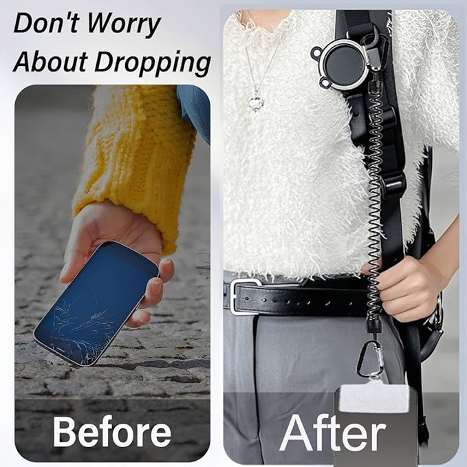 Ysnzaq Magnetic Belt Clip Holder with Safety Phone Cord, Compatible with MagSafe Universal Phone Belt Holder Accessories for Running Hiking Traveling Climbing Outdoor Use XTJ Black