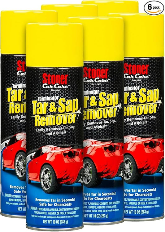 Stoner Car Care 91154-6PK Tarminator Tar, Sap, and Asphalt Remover â Fast Acting Tar and Sap Remover for Cars â Clear Coat Safe Auto Cleaner for Paint, Chrome and Wheels â 10 oz (Pack of 6)