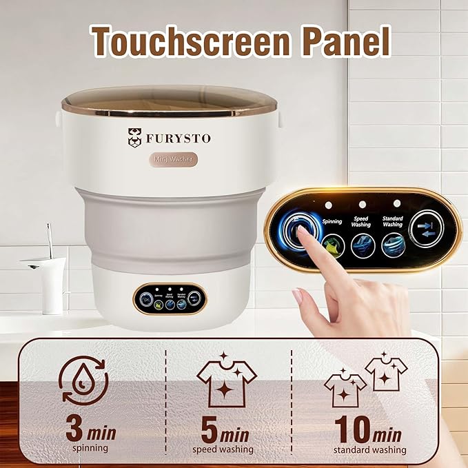 Foldable Portable Washing Machine Upgraded with Spin Basket,16L Mini Laundry Machine,Automatic 3 Cleaning Modes for Underwear/Baby Clothes/Socks,Ideal for Travel,Dorms, Apartments,Hotels,RVs & Camping