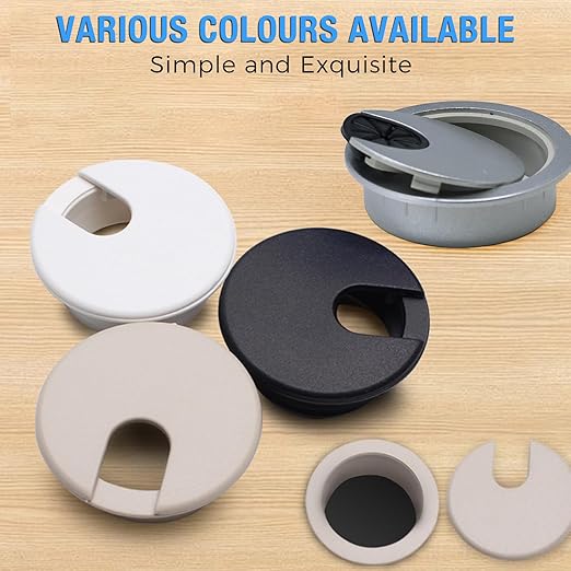 BOPOREAE Desk Grommet 1-3/8" (35 mm), Desk Cord Hole Cover, Cable Grommet ABS Plastic, Desk Hole Grommet for Office and Home Table Cable, Detachable Cable Cord Organizer (Light Grey 8 Pcs)