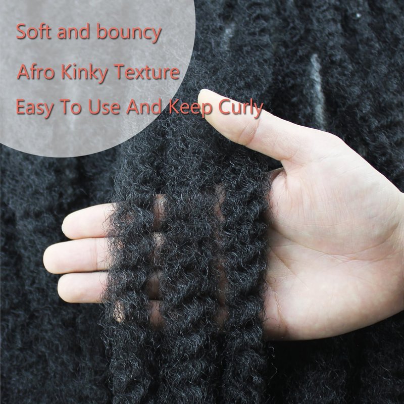 Vustbeauty Marley Twist Braiding Hair 24 Inch Marley Twist Hair Long Cuban Twist Hair 8 Packs Afro Kinky Curly Twist Crochet Hair Synthetic Marley Hair Extensions (24 Inch 8packs, 1B)