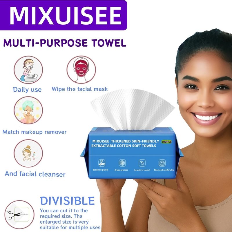 Thick & Soft Disposable Face Towels - 100% Cotton Facial Cloths for Makeup Removal | 300 Pieces