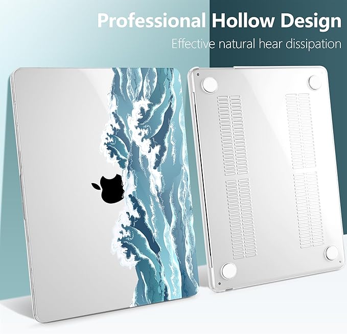 TWOLSKOO for MacBook Air 13 inch Case M5 2026 M4 2025 M3 M2 2024-2022 A3449 A3240 A3113 A2681, Plastic Hard Shell & Keyboard Cover & Screen Film for MacBook Air 13.6 inch Case, Ocean