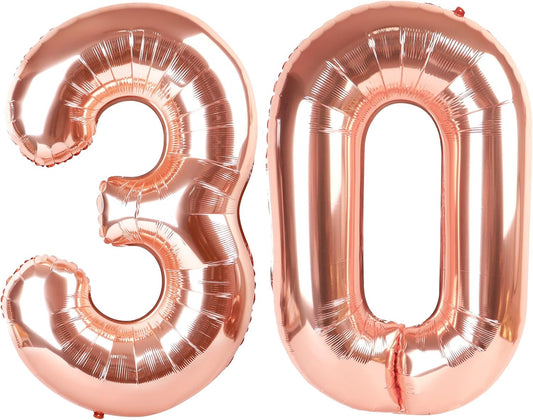 Rose Gold Number 30 Balloon - 40 Inch 30th Birthday Decoration for Men & Women