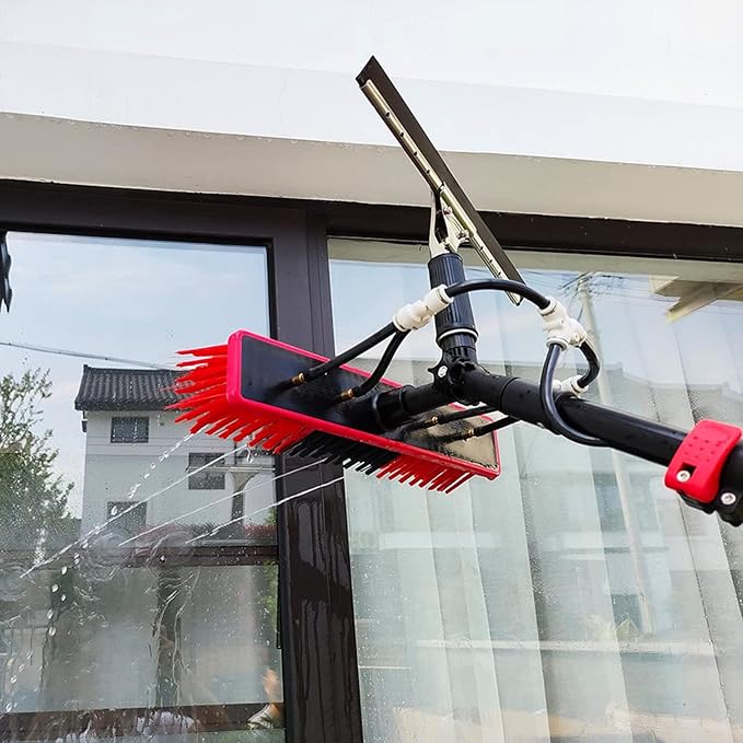 Telescopic Hydrocleaner Cleaning Brush, Multi-Purpose Water Spray Brush for Cleaning Window Solar Panels, 3.6m-10.8m Solar Panel Cleaning Equipment, Roof Cleaning Tools,5.4m