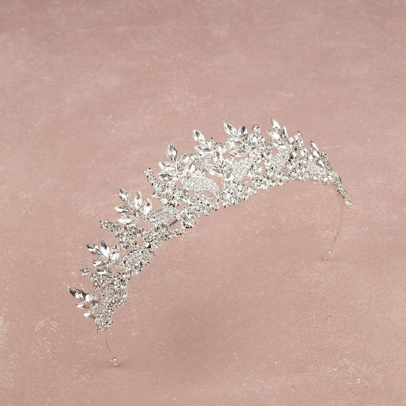 LIMELIA Women's Tiara for Henna Wedding Party|Glitter Hair Accessories for Bridal Birthday Pageant Prom Halloween Costume Christmas Party, Princess Crown|Crystal Stone-Silver