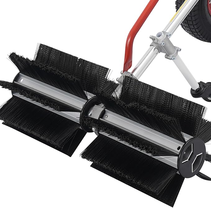 Gas Powered Handheld Sweeper, 37.7CC 4-Stroke 2.3HP Artificial Grass Brush Power Broom Handheld Snow Sweeper for Cleaning Lawn Leaves Gravel Snow Confetti