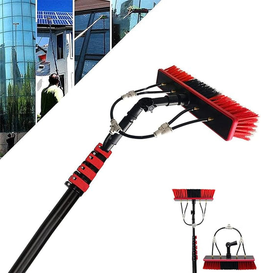 Telescopic Window Cleaning Kit - 24ft Solar Panel & Roof Brush Extendable Water Fed Cleaning Tools for Conservatory & High Windows 55cm Brush Head