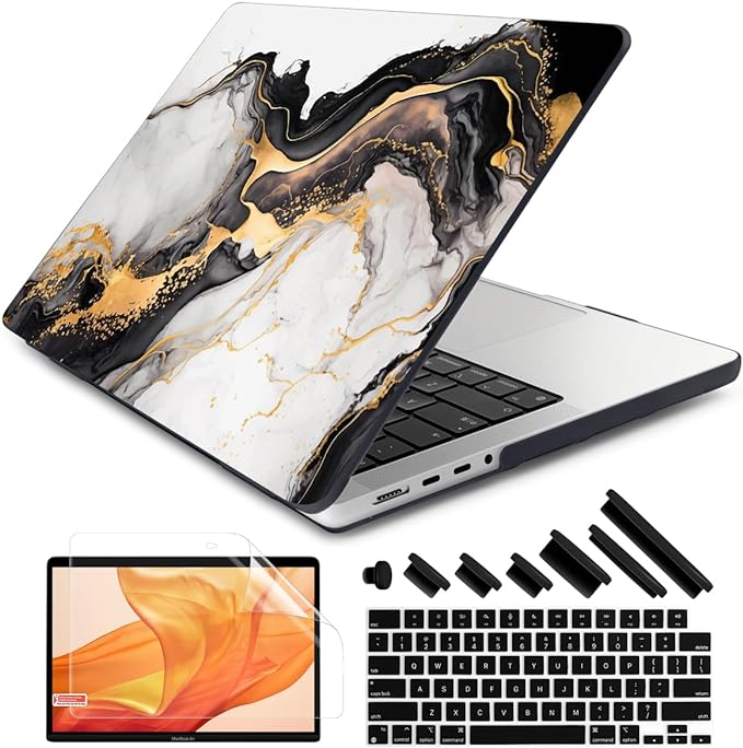 DONGKE Compatible with MacBook Pro 16 Inch Case (2026-2021 Release, M5 M4 M3 M2 M1 Pro/Max Chip), Plastic Hard Shell Cover with Keyboard Cover & Screen Protector for MacBook Pro 16", Abstract Marble