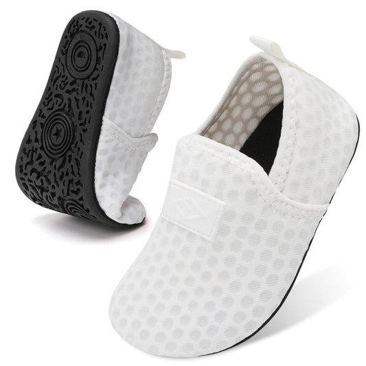 Baby Boys Girls Water Shoes - Toddler Pool Beach Swim Socks - White Barefoot Shoes Essentials Size