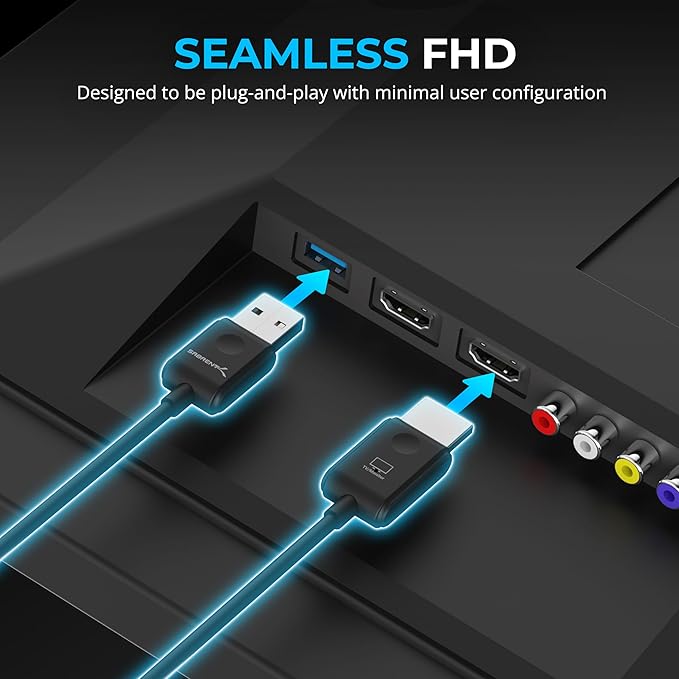 SABRENT Wireless HDMI Transmitter and Receiver 100FT/30M, 1080p@60Hz Plug and Play, No Wi-Fi Required, Stream from PC or Laptop to TV or Projector (DA-H1R1)