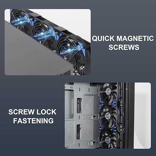 Upgraded 120mmx6 720mm Adjustable PC Ventilation&Exhaust Fan with Speed Controller for Flexible Arrange Greenhouse Server Rack GPU Mining Rig Crawl Space Electronics Cabinet Attic Shed Cooling