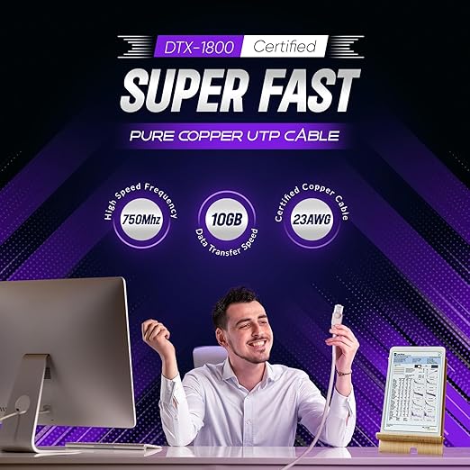 Newyork Cables | Cat6a Plenum Ethernet Cable 1000ft Certified 100% Solid Pure Copper 23 AWG, 10Gbps, 750MHz, PoE++ (4PPoE, up to 90 W) | High-Performance Cat 6a Cable for High Speed Networking