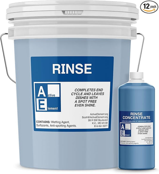 Commercial Dishwasher Rinse - Makes Twelve 5-Gallon Pail - for High Temperature and Low Temp Dishwasher Machine - Commercial Strength
