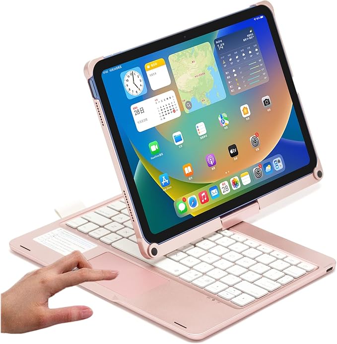Rotatable Keyboard Case for iPad Air 11-inch M4/M3/M2 (2026/2025/2024), iPad Air 5th/4th Generation 10.9 Inch, Backlits Bluetooth Touchpad Keyboard Smart Cover with Pencil Holder, Rose Gold