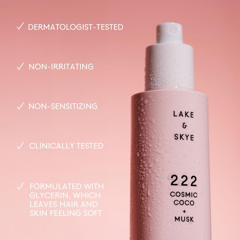 Lake & Skye Limited Edition Hair & Body Mist Discovery Set, 4 x 1 OZ, 222 Cosmic Coco + Musk, 333 Sheer Fig + Salt, 444 Sunkissed + Monoi, 555 Strawberry + Aire, Vegan, Paraben-Free