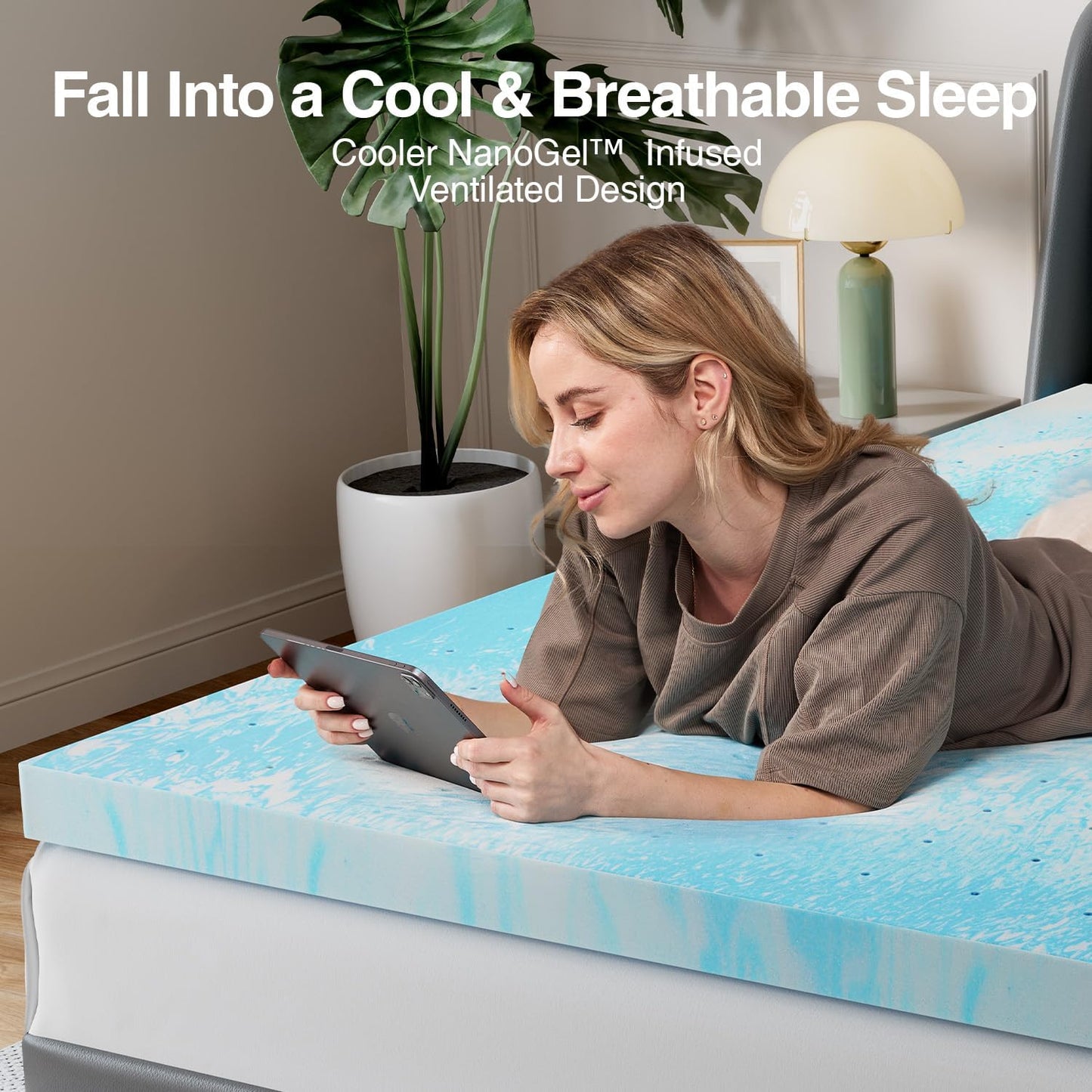 Novilla Twin Memory Foam Mattress Topper - 3 Inch Cooling Gel Infused for Ventilated Comfort