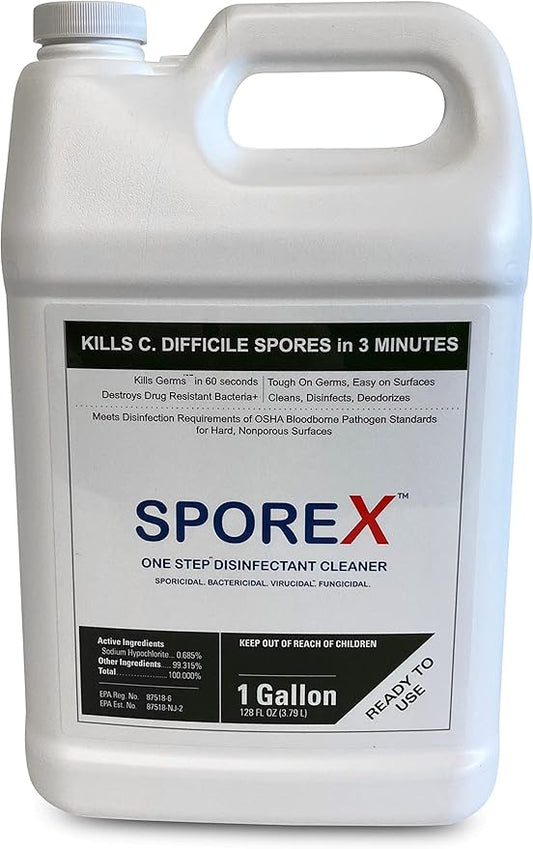 Disinfectant (1 gallon) Eliminate 99.9999% C Difficile Spores, Viruses, Bacteria, Mold and Fungi. One Step Disinfectant. No Toxic Residue. Works with Electric Sprayers