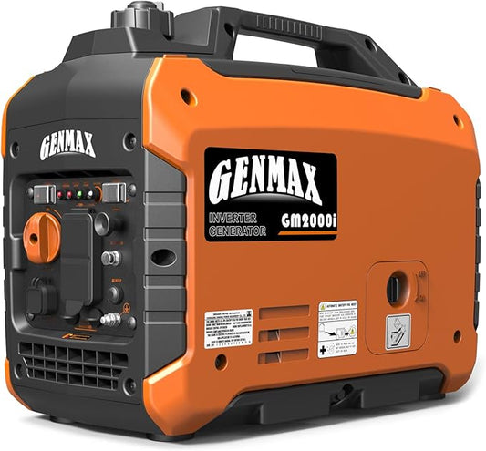 GENMAX Portable Generator, 2000W Ultra Quiet Gas Engine, EPA Compliant, Eco Mode Function, Ultra Light, Suitable for Backup Home and Camping(GM2000i)