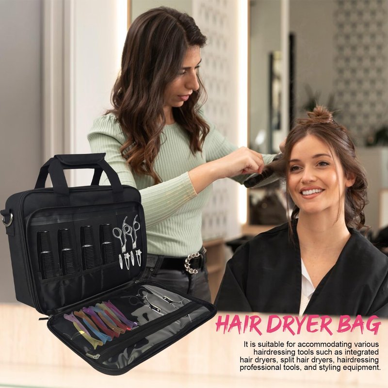 Jenlan Barber Tool Bag - 13.9x3.94x11.02in Travel Case for Hair Clippers & Trimmers, Portable Storage Organizer with Multiple Pockets for Combs, Razors & Barber Supplies(Soft-shell,ONLY BAG)