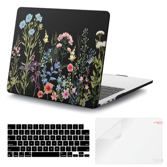 iCasso for MacBook Air 13 inch Case 2025 2024-2022 Release M4 A3240 M3 A3113 A2681 M2 with Liquid Retina Display, Hard Plastic Shell for Mac Air 13.6, TPU Keyboard Cover&Screen Protector, Weeds
