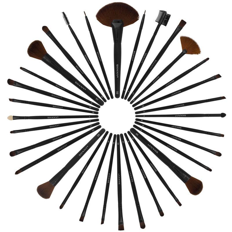 SHANY Makeup Brushes Premium Synthetic Foundation Powder Concealers Eye Shadows Cosmetics Brush Set with Faux Leather Pouch and Instruction sheet, 32 Count